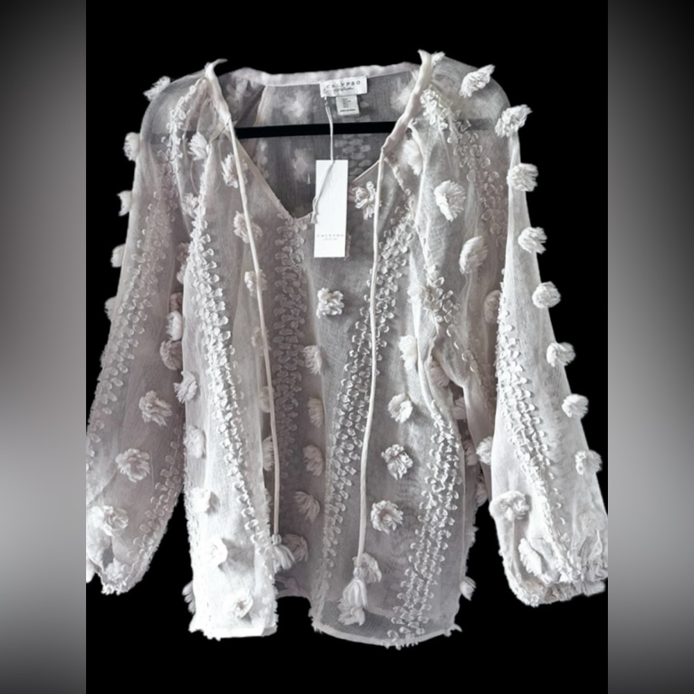 Calypso St. Barth Popcorn Textured Blouse L NWT